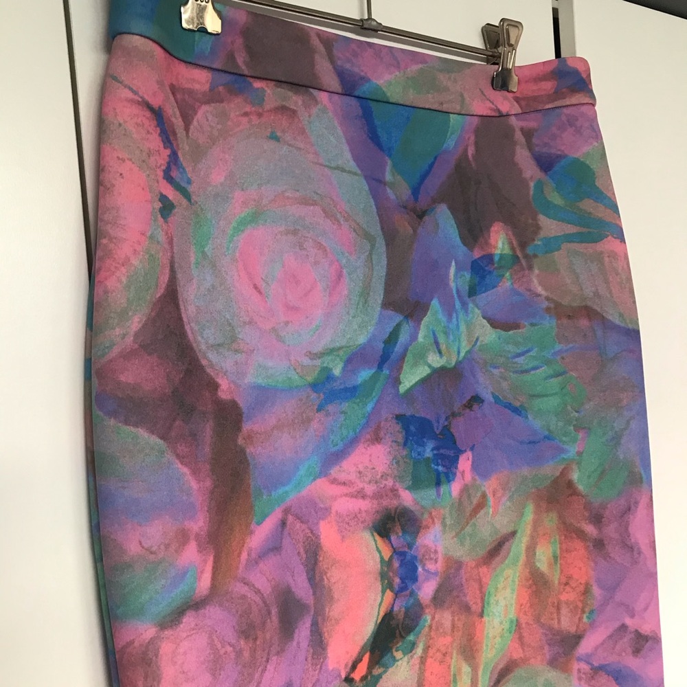 Portmans Size Medium 12 Floral Midi Skirt Rainbow - Picture 2 of 8